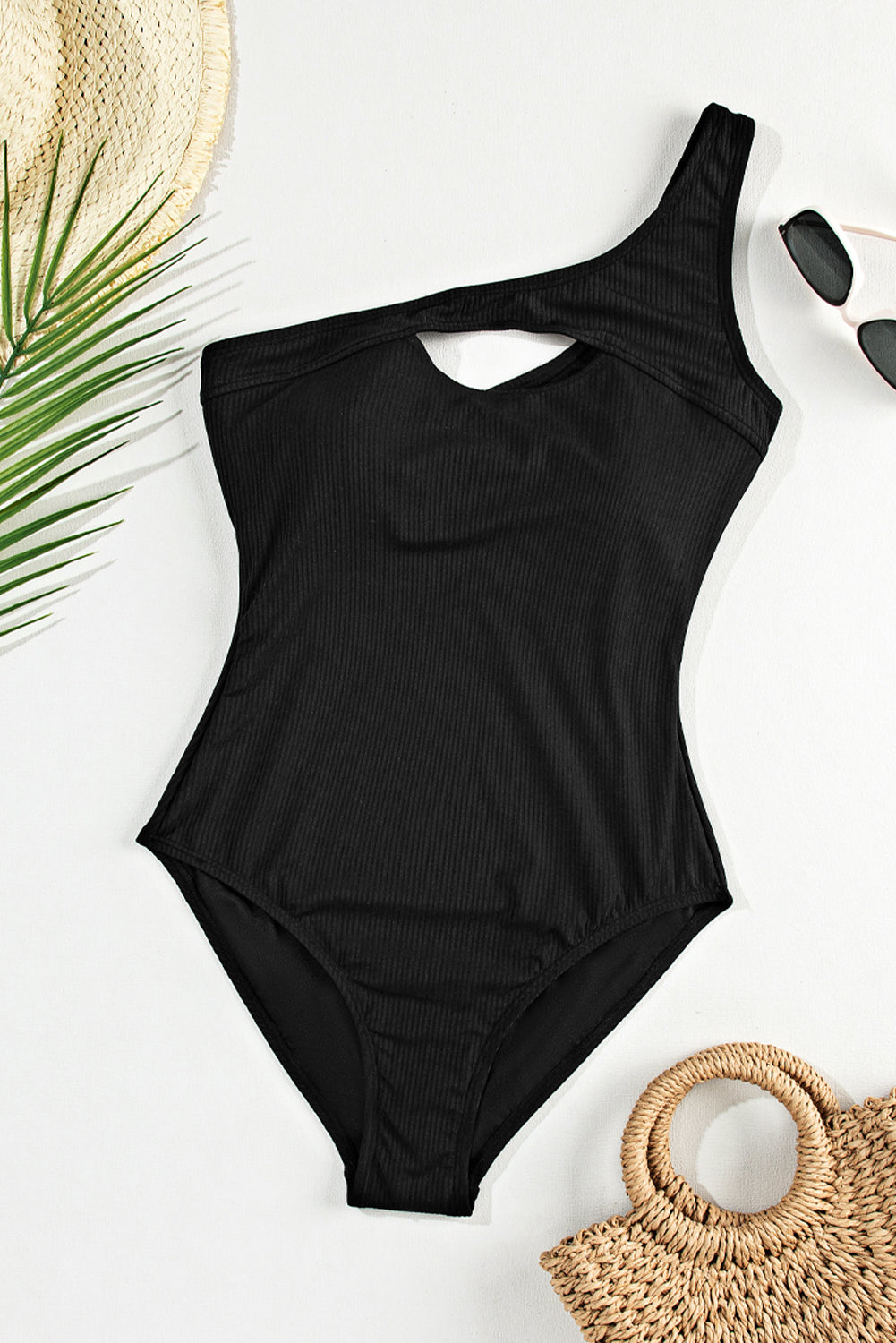 Cutout One Shoulder Sleeveless One-Piece Swimwear