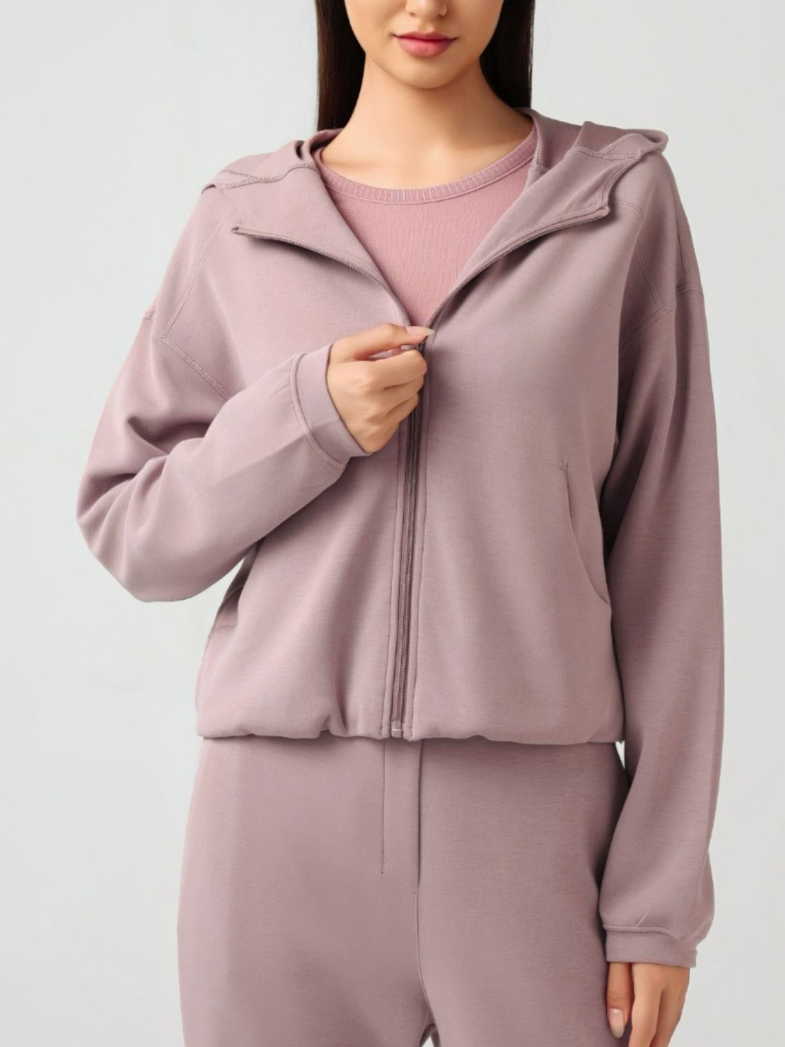 Millennia Zip Up Dropped Shouder Active Hooded